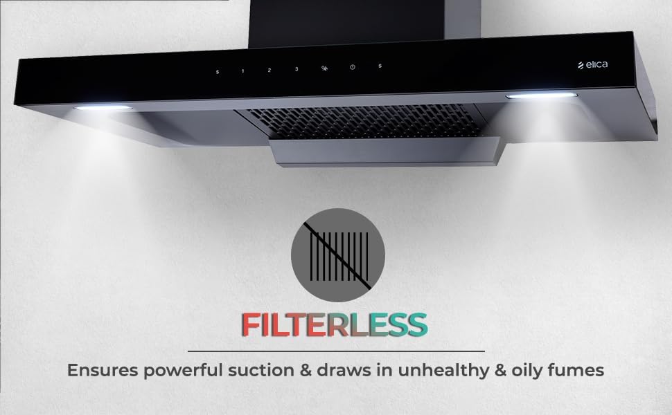 Elica 90cm 1500 m3/hr Filterless Autoclean Kitchen Chimney with 15 Years Warranty (FL PLUS 900 SPT HAC LTW MS NERO), Black - Image 4