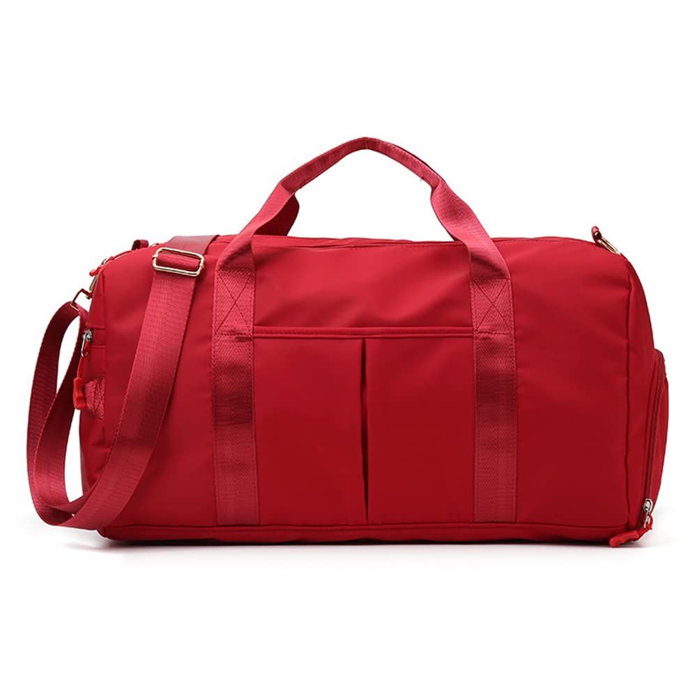 Hixingo Gym Bag with Shoe Compartment and Wet Pocket, Travel Duffle Bag for Men and Women 45L Waterproof Light Weight Sports Bags for Weekender Swimming Football Basketball (45L,red 1)