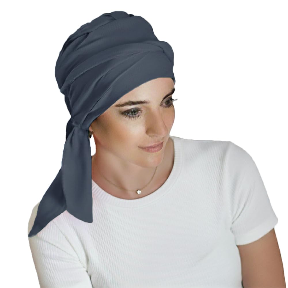 Carebell Smooth - Bamboo oncological hat turban for chemotherapy or alopecia (Night Grey)