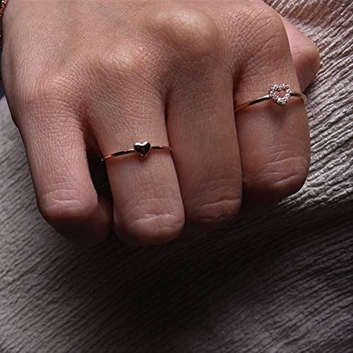 BLOSSOM & HUE Minimalist Ring for Women Teens & Girls [18K Gold Plated on .925 Sterling Silver] - Dainty Love/Heart Band [Hypoallergenic]2