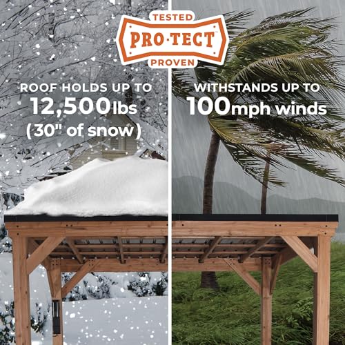 Backyard Discovery Kingsport 20' x 12' Cedar Wood Outdoor Carport Garage with Heavy-Duty Galvanized Steel Slope Roof, Snow Support, Wind Resistance, PowerPort, Shelter to Protect Cars, Boats, Trucks - image 4