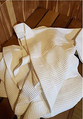 His and Her Robes Set 2 Cotton Waffle White Long 52 inch Cotton Blend2