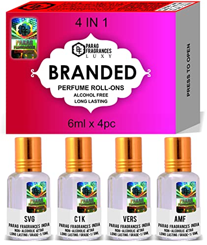 Image of Parag fragrances Unisex Adult Scented Top Attars Collection Of India /Alcohol Free Liquid Attar Gift Pack(Branded),6 Ml