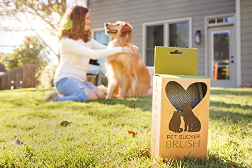 Pet Slicker Brush With Soft Massage Grooming Stainless Steel Pins - Slide This Universal Miracle Coat Slicker Brush For Dematting, Shedding Fur, And Undercoat - Ideal Gift For Professional Pet Groomers - Long Slicker Brush - Flying Pawfect #TOP5