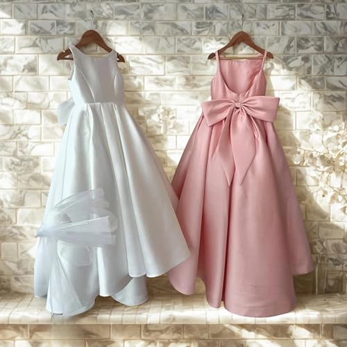 MCieloLuna Glossy Satin Princess Ball Gown Spaghetti Strap Flower Girl Dress Elegant Backless Summer Party Long Dresses4