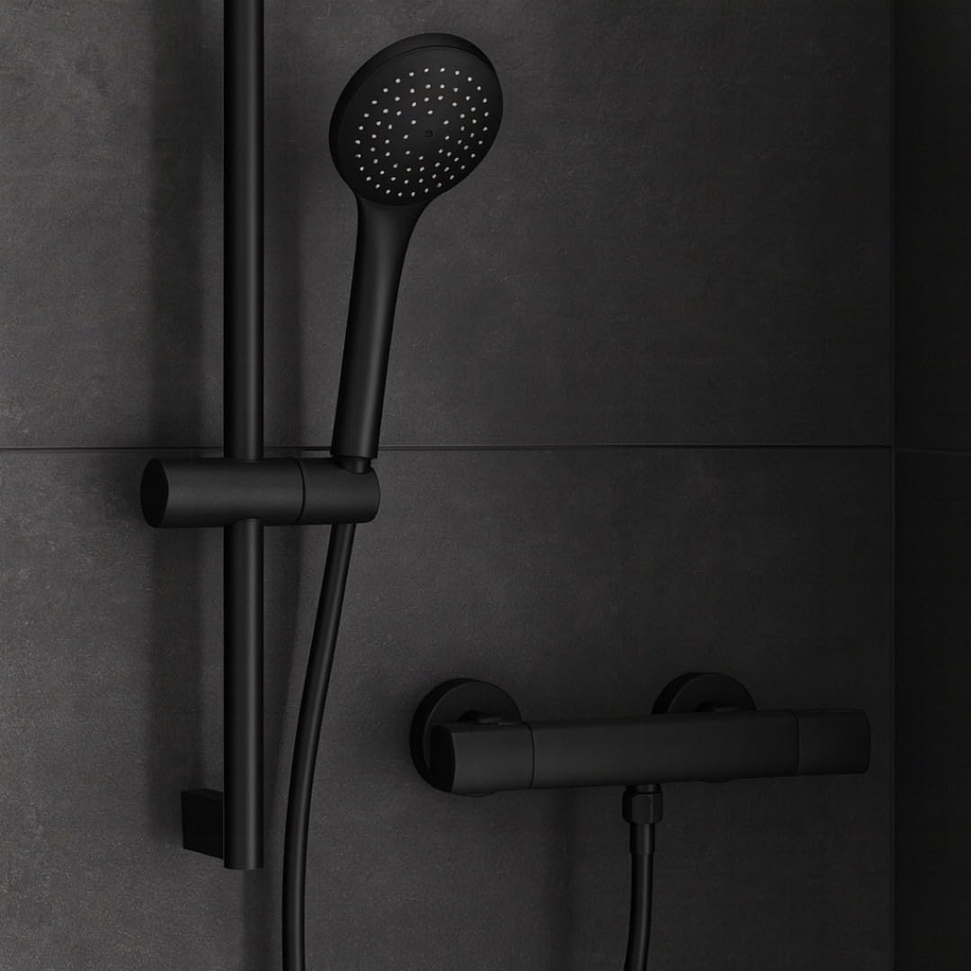 Essebagno Carra bateria prysznicowa termostatyczna, czarna, czarna