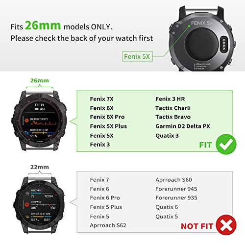 Correa metálica de titanio 26mm compatible Garmin Fenix miniatura 3