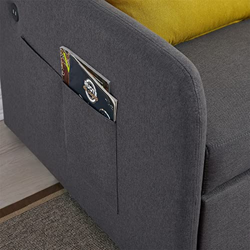 Ucloveria Convertible Sleeper Sofa Bed, Pull Out Couch Bed With 2 Usb Charging Port W/Arm Pockets, Adjustable Fabric Loveseat Futon Sofa Couch For Living Room Bedroom, 55" 2-Seater Lounge Sofa，Grey #TOP7
