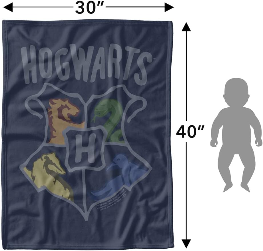Harry Potter Lightweight Baby Blanket, 30"X40", The Hogwarts School Unisex for Infants Girls & Boys