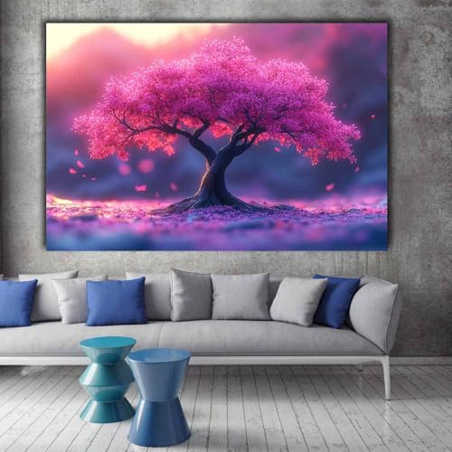 Toile murale arbre de fleurs roses pour sublimer un mur blanc vide - 2