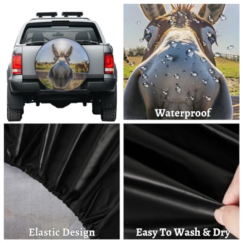 Image of cfpolar Spare Tire Cover Funny Donkey Wheel Covers Protectors Waterproof Dust-Proof Universal Fit Trailer, RV, SUV and Many Vehicle 17 Inch