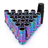SOROPARTS Lug Nuts M12x1.25 Open End Wheel Nuts,Taper Acorn Seat, Forged Locknut Racing Nut 20 Set 2 Pieces Total 22 Pieces and 1 Nut Socket Key (Multicolored M12 x P1.25)