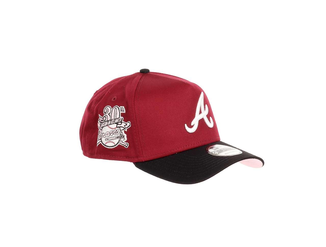 New Era Atlanta Braves MLB 30th Anniversary Sidepatch Cardinal Red Black 9Forty A-Frame Snapback Cap โ image 1