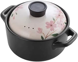 MHTCJ Casserole à Soupe résistante aux Hautes températures Casserole en céramique Ménage Flamme Nue Casserole à Fleurs de Cerisier Peinte à la Main Casserole à gaz