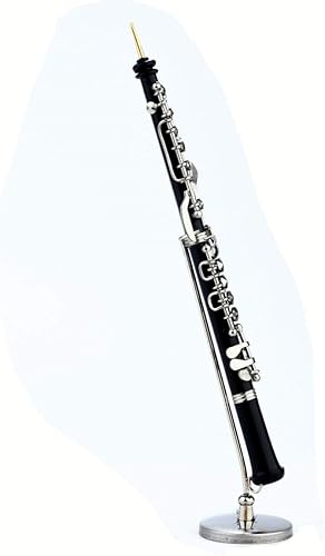 Miniatura 6 de Dselvgvu Oboe en miniatura con soporte y estuche, mini réplica de instrumentos musicales, figuras coleccionables, accesorios para casa de muñecas,