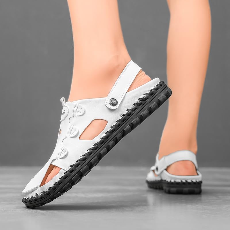 Closed Toe Sandals For Men Summer Mens Leather Men's Dress Hiking Man White Black Yellow Brown Size Flip Flops Slippers Shoes