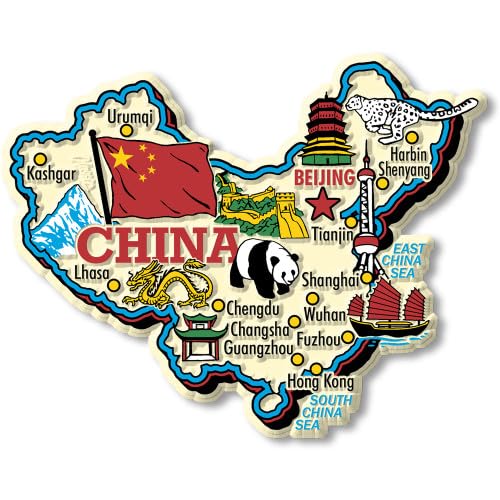 China Souvenir Map Fridge Magnet | 3D 3mm with Beijing, Shanghai, Great Wall & Famous Landmarks | Decorative Kitchen Magnet, Travel Gift Collectible 15 mm,Laminated Wood, HD Digital Print-image-26