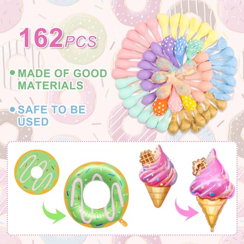 Pastel Donut Balloon Arch Garland Kit, 162pcs Donut Two Sweet One Birthday Party Supplies Girl Pastel Sprinkle Confetti Candy Ice Cream Foil Balloons for First Birthday Party Baby Shower Decorations