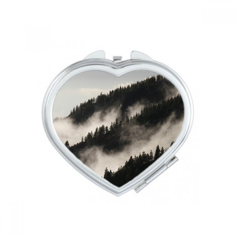 Miroir de poche forêt brumeuse compact pour retouches