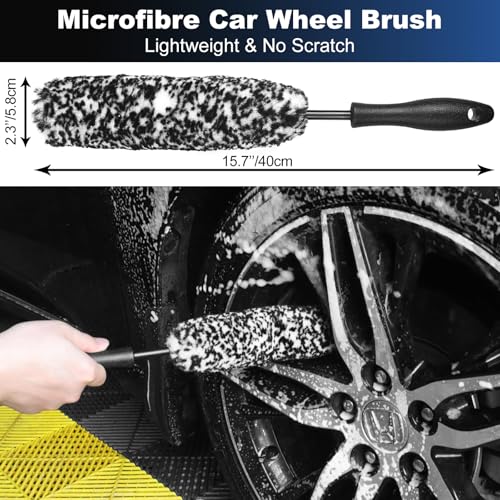image for TTRCB Car Wheel & Tire Brush Set, Wheel Cleaner Brush, Soft & Stiff Br