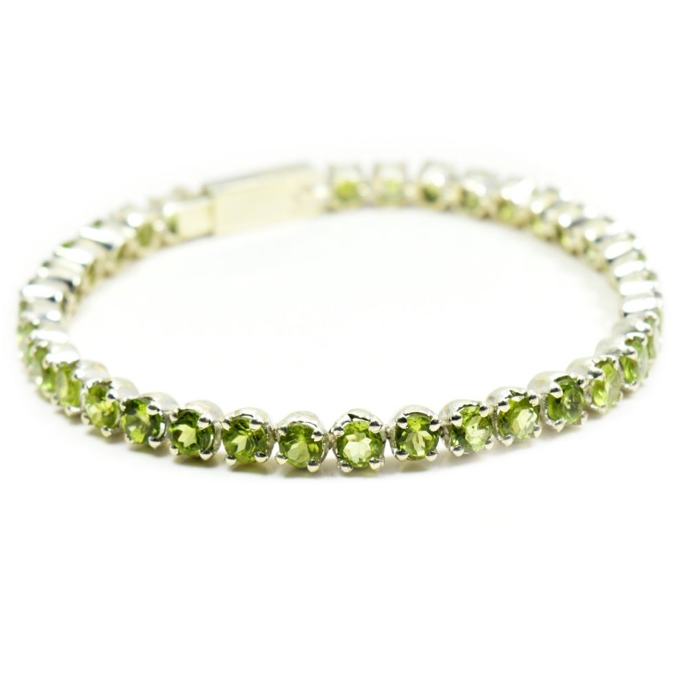 Braccialetto in Argento Sterling 925 con Pietre di peridoto Naturali