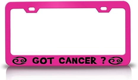 GOT Cancer Horoscopes Astrological Sign Metal Pink Car SUV Truck License Plate Frame c25