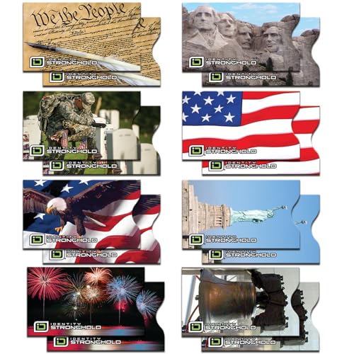 Image of RFID Blocking Credit Card Sleeve Protectors - USA Made Slim Wallet Inserts for Credit Cards, Debit Cards & ID Protection (16, Patriot - 16 Pack)