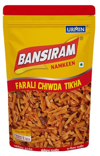 Image of Bansiram Namkeen | Farali Chiwda Tikha | Spicy Fasting Snack Mix | Upvaas Special Namkeen | Dry Fruit Faradi Chivda | Ready-to-Eat Indian Snack for Vrat & Festivals | Crunchy & Delicious | 350gm Pack