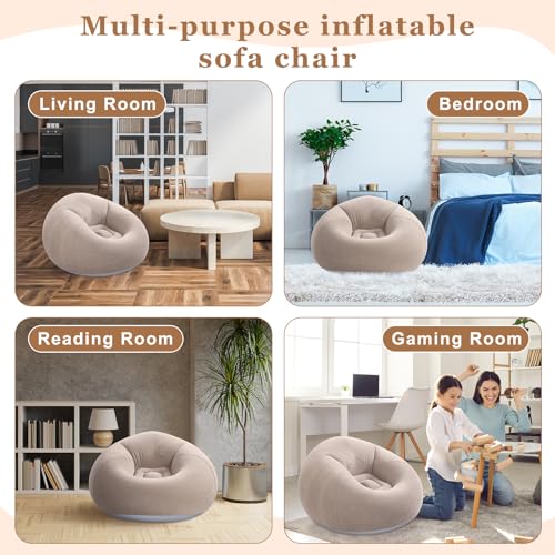 Image of Realspring 9 Pcs Inflatable Bean Bag Chair, Air Pump,Coffee