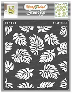 CrafTreat Stencil - Tropical Leaves | Reusable Painting Template for Art and Craft, Mixed Media, Wall Painting, Home Decor, DIY Albums, Card Making and Fabric Painting, 6