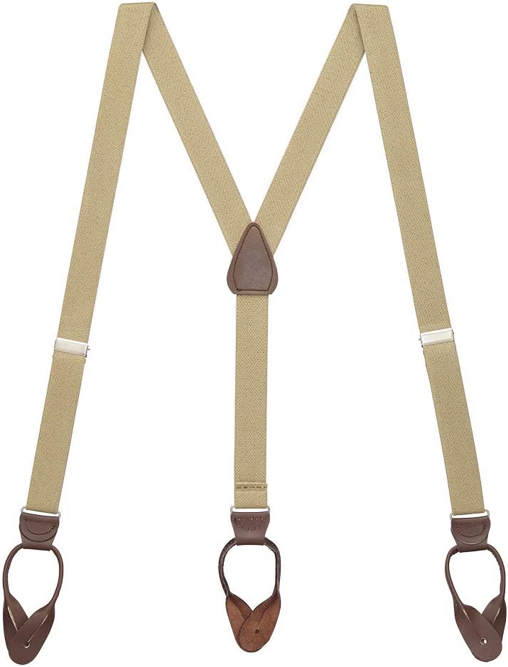 Suspender Store Solid Color Suspenders - 1.25-Inch Wide Elastic - Y-Back - Button - 16 Colors & 3 Sizes