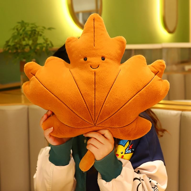 ALOEU Blätter Plüsch Kissen Kawaii Ahornblatt Ginkgo Blatt grünes Blatt Plüsch Puppen Gefüllte Weiche Pflanze Kissen für Home Sofa Decor (B)