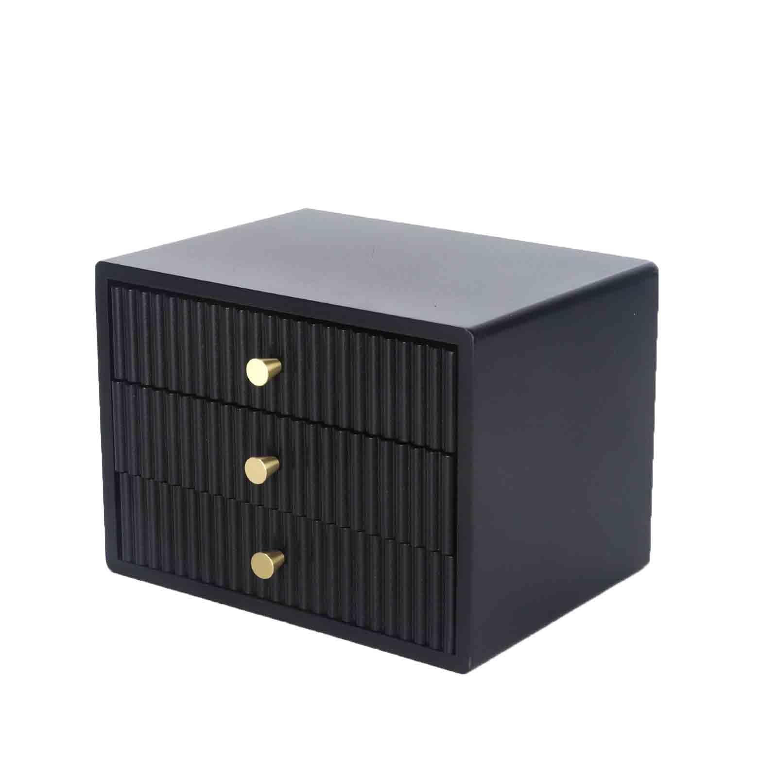 Organizador Escritorio Cajones De Escritorio De Madera Acanalados, Caja De Almacenamiento De Cajones Para Objetos Pequeños, Organizador Archivo(Black)