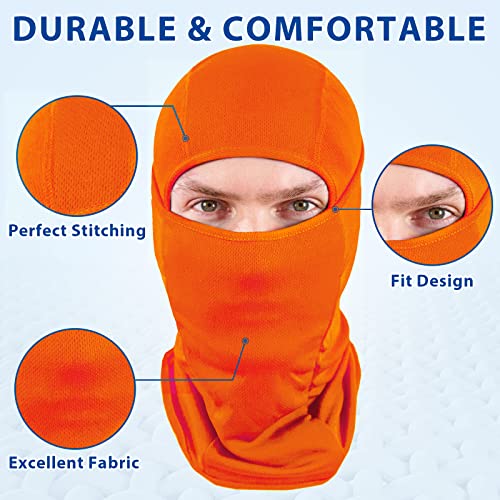 Sheverch Ski Mask For Men Women Balaclava Face Mask Breathable Uv Protection Football Running Riding Motorcycle Cycling Orange #TOP2