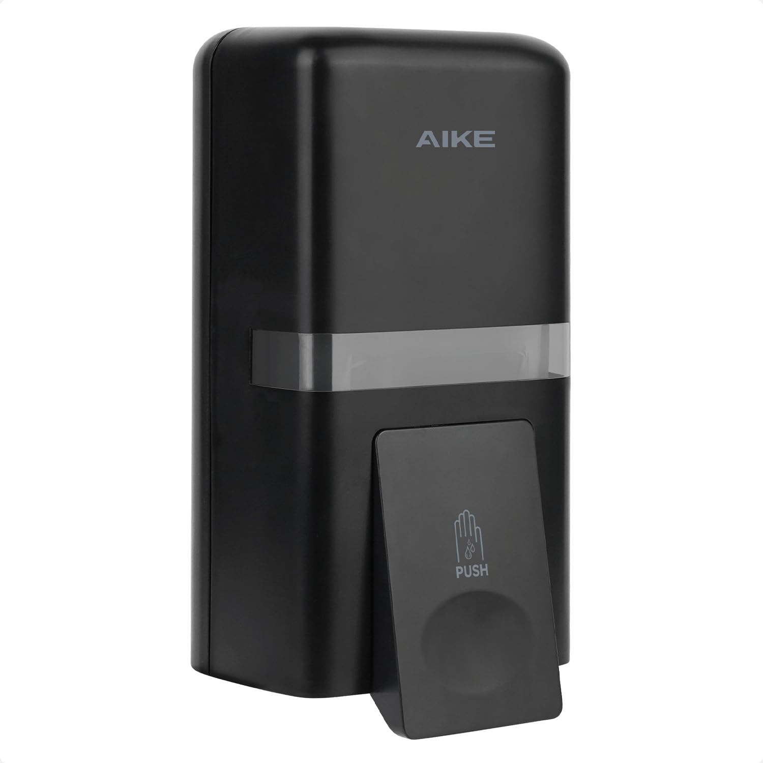 AIKE Wall Mount Liquid Soap Dispenser, 27oz Large Capacity with Extended Pump for Commercial Bathrooms,AK1008(Black)