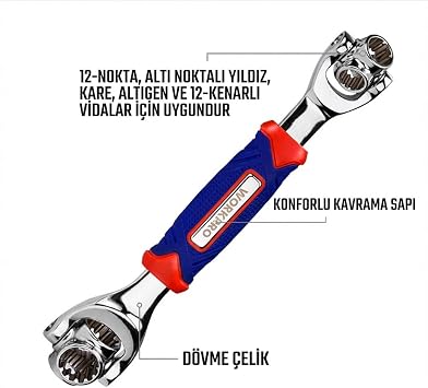 WORKPRO WP272018 8 IN 1 Mafsallı Çok Fonksiyonlu Profesyonel Lokma Anahtarı