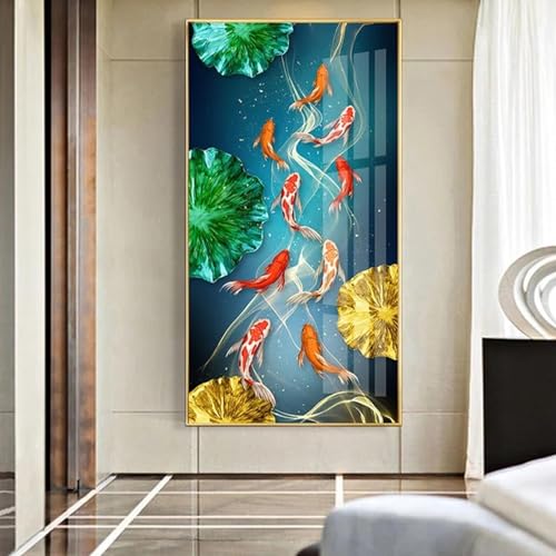 Décoration intérieure de la maison avec tableau moderne poissons asiatiques