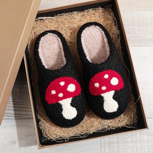 Image of Women's Men's Cute Fuzzy Heart Slippers Memory Foam Fluffy Couple Slippers Cozy House Indoor Outdoor Shoes
