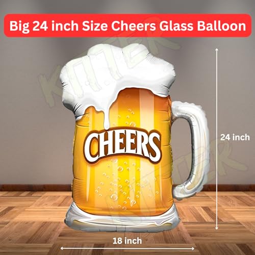 Image of KITTER Cheers Foil Balloon For Birthday - 5 Piece Set | Cheers Balloon For Decoration | Birthday Decoration Items for Men | Cheers Foil Balloon For Husband Wife | Birthday Decorations for Men