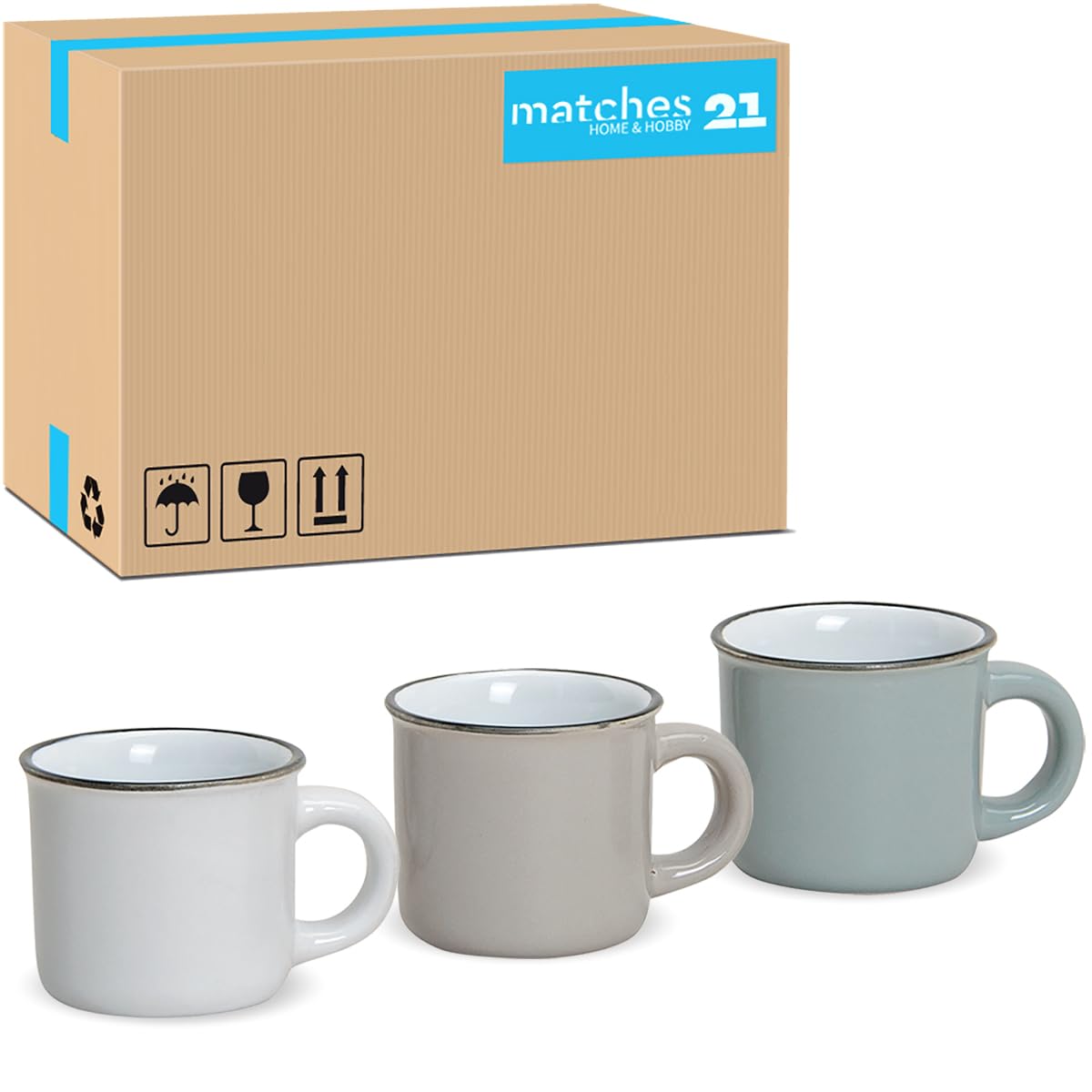 matches21 - Tazzine da caffè, effetto smaltato, 72 pezzi, 6,5 cm/120 ml