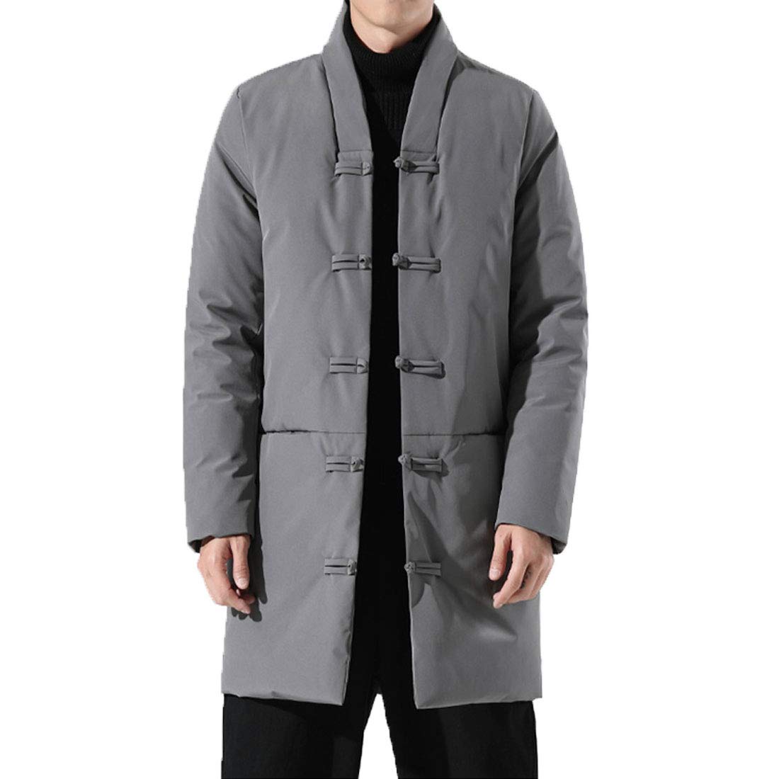 HZCX FASHIONMens Retro Chinese Puffer Down Jacket Frog Button Winter Warm Coat