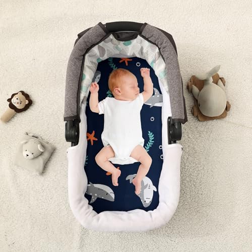Image of PHF 3 Pack Soft Bassinet Sheets, Shark Breathable Comfy Cradle Sheets for Baby Boys Girls Neutral, No Slip Universal Fit for Most Cradle and Bassinet Mattress, Shark