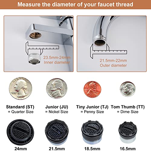 Hibbent Dual-Function Female Faucet Aerator, 1.8 Gpm Extra Big Angle Rotate Kitchen Sink Aerator Sprayer Head 360 Degree Swivel Kitchen Sink Sprayer Attachment-55/64 Inch-27Uns Female Thread-Chrome #TOP5