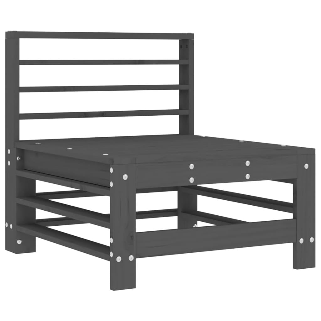 Gecheer Divano Centrale con Cuscini in Legno Massello di Pino Grigio,Divano Modulare da Esterno,Set Divani da Esterno,Combinazione Libera,Divani Modulari,#H