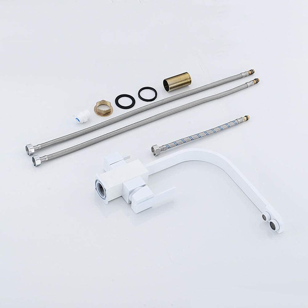 Grifo mezclador para fregadero, grifo de lavabo cuadrado clásico, grifo blanco de cerámica de latón para cocina, manijas dobles, agujeros, mezclador de montaje en cubierta/Sdg Comfortable anniversary