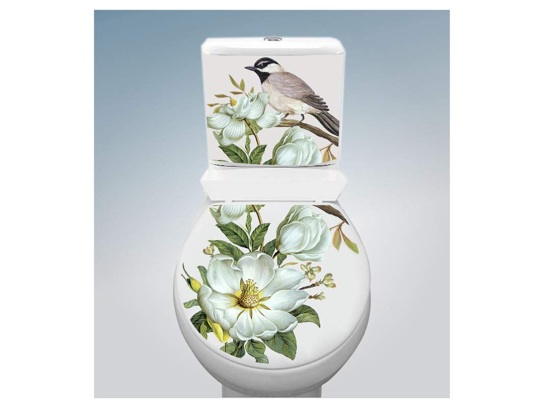 divinedesigns™ sparrow bird & flower toilet seat sticker (size :- 38 x 33 cm) divine designs™ pvc vinyl self-adhesive sparrow bird & flower toilet seat sticker for toilet kamote (15 x 13 inch) pack 1