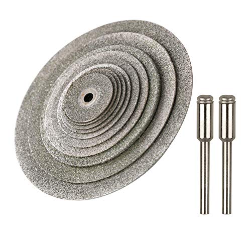 Yakamoz 10Pcs Assorted Small Diamond Cutting Wheel With Mandrel Cutoff Disc Blades Rotary Cutter Tool Kit For Metal Stone Tile, 16Mm - 60Mm Cutting Dia. #TOP1