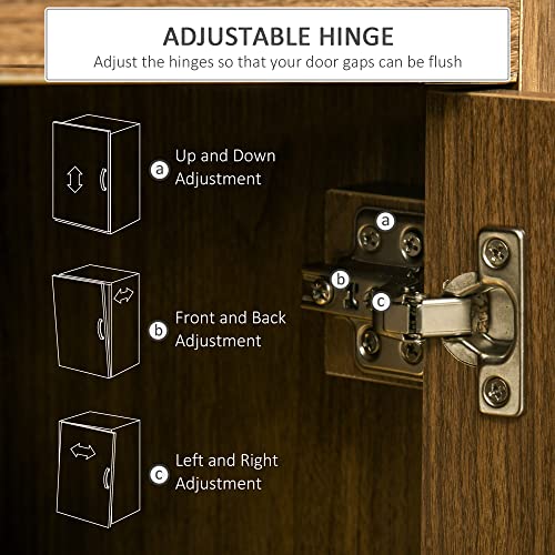 Homcom Sideboard Buffet Cabinet, Glass Door Credenza, Coffee Bar Cabinet With Adjustable Shelf, Natural #TOP6