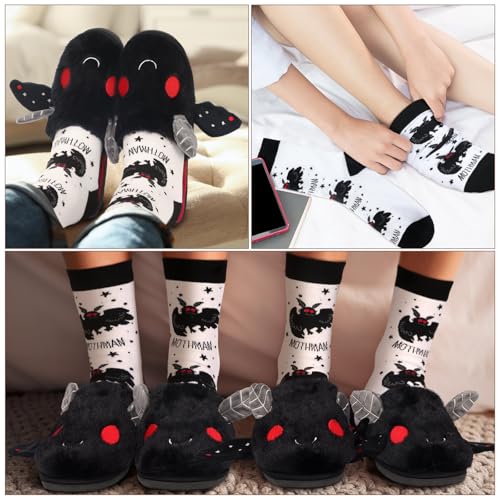 Mothman Plush Slipper with Sock Halloween Mothman Gift for Women Men Warm Cryptids Animal Slippers for Halloween Cosplay4