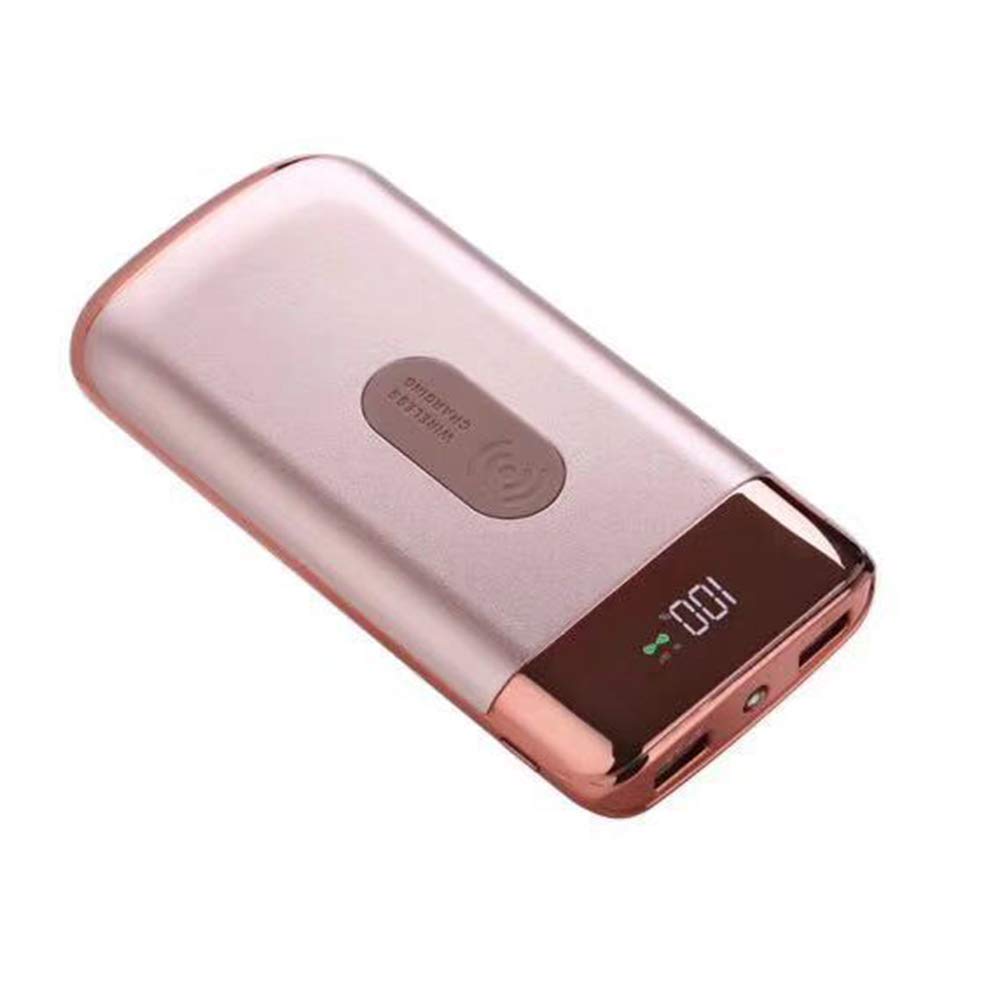 Caricatore Wireless Power Bank 10000mAh Batteria Esterna Caricabatterie Portatile con Display Elettrolitico Digitale e 3 Porte USB per Tutti Gli Smartphone, a ltri dispositivi USB, Pink